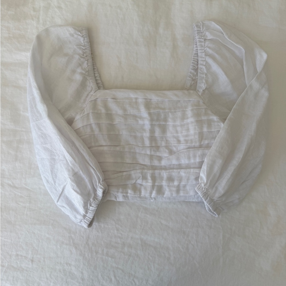 FAITHFULL White Puff Sleeve Square Neck Dress